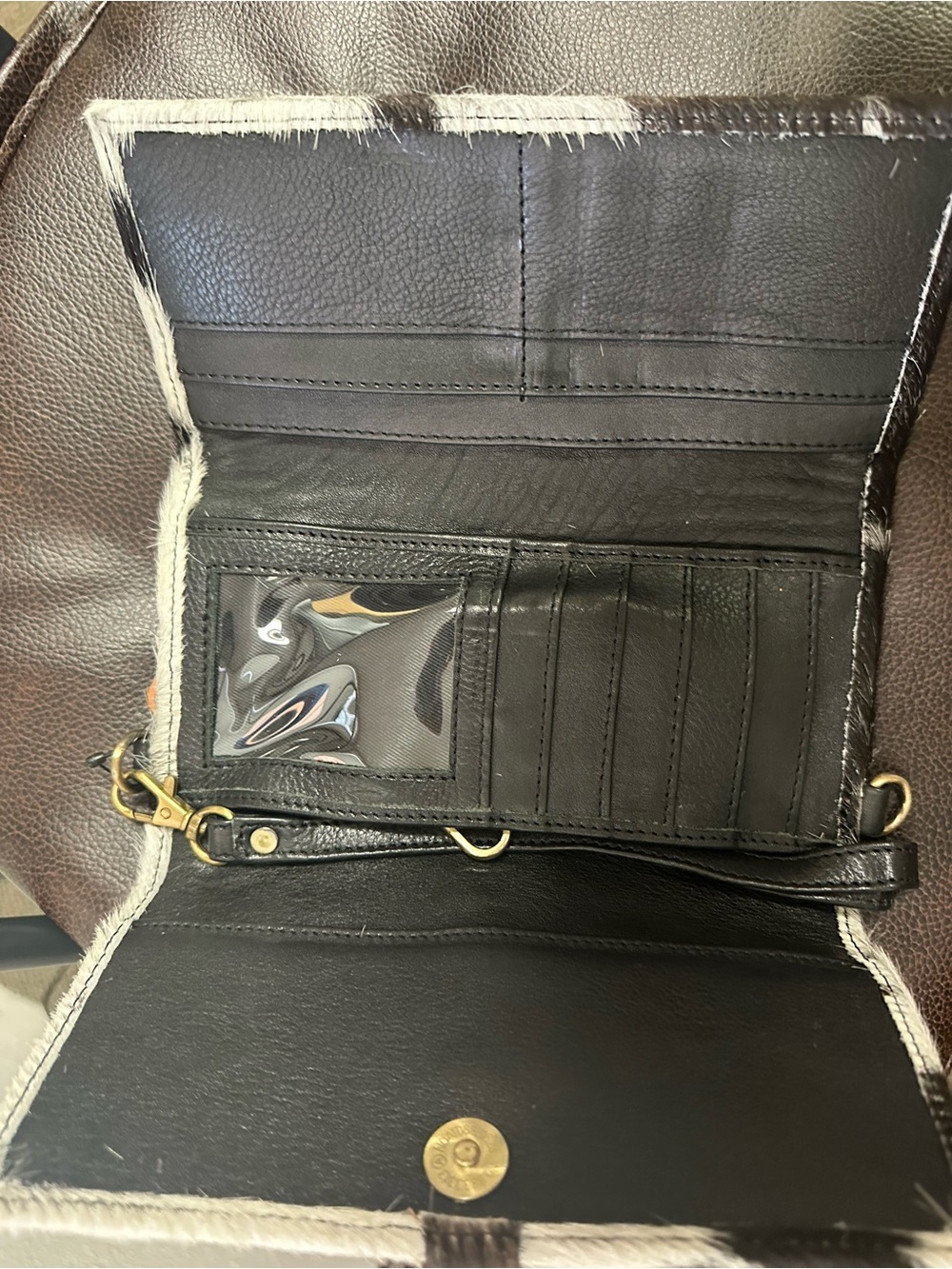 Men's Black Leather Wristlet Wallet - Unbranded